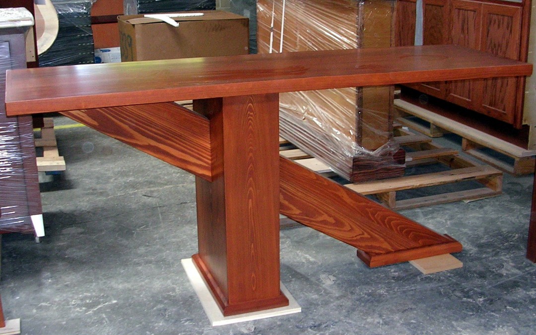 Navy custom table for common area, Hostess
